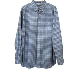 Daniel Cremieux Signature Collection Plaid Button Down Shirt Blue Cotton Size L